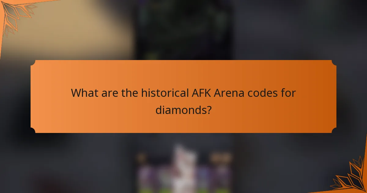 What are the historical AFK Arena codes for diamonds?