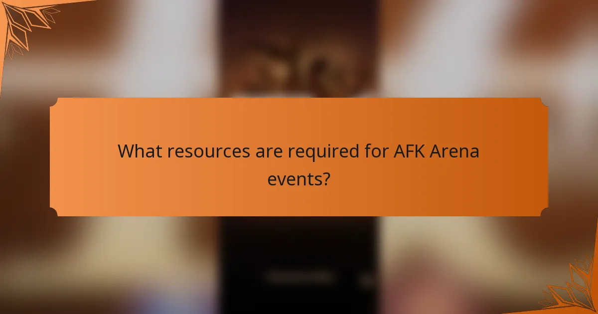 What resources are required for AFK Arena events?
